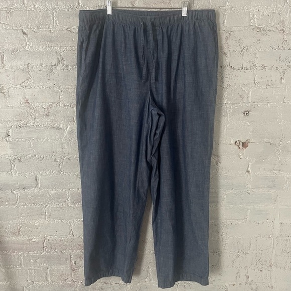 Lands End Cotton Chambray Pants Sz XL - Picture 1 of 4